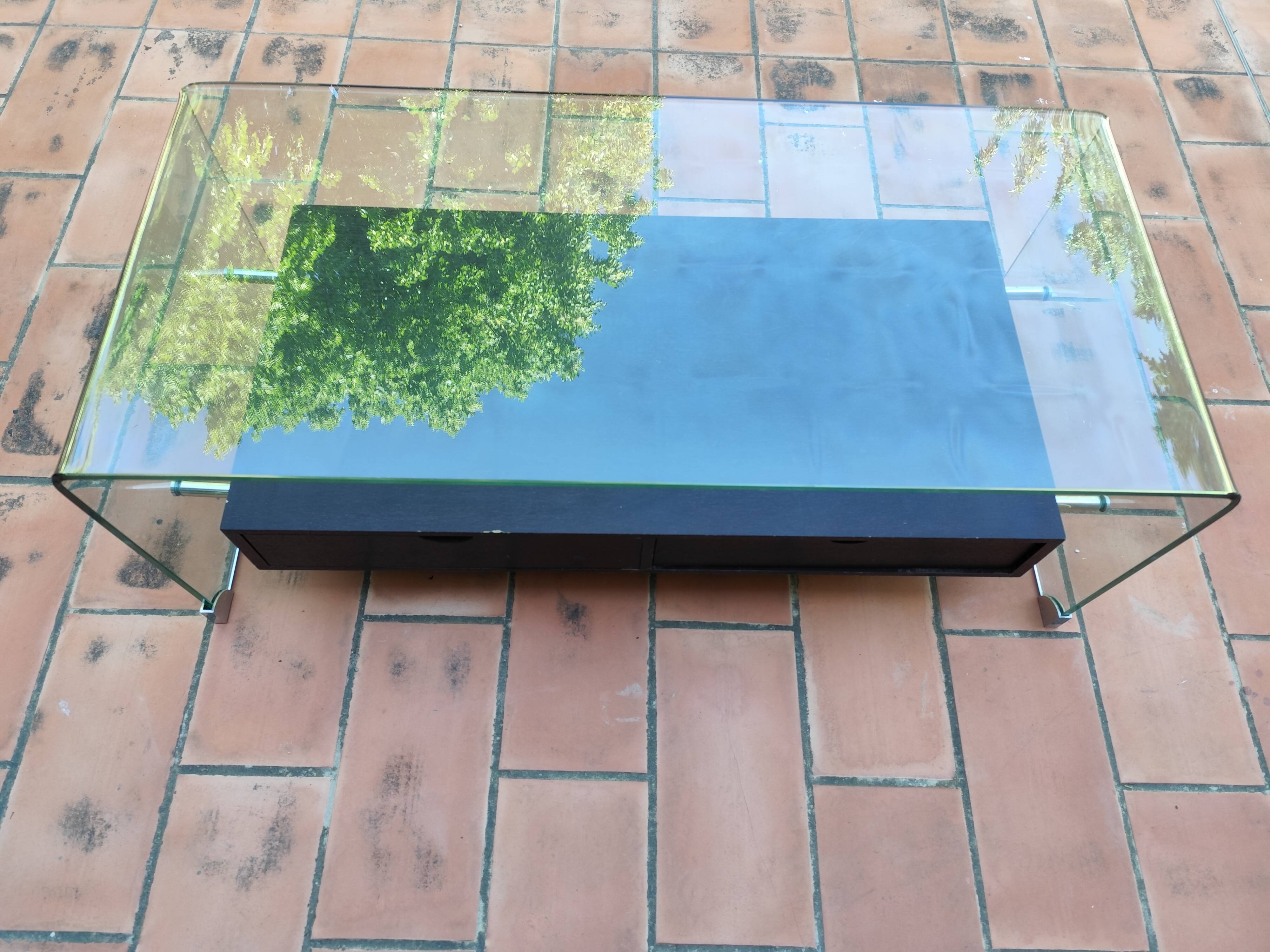 Table basse vintage DRIMMER Bois et verre