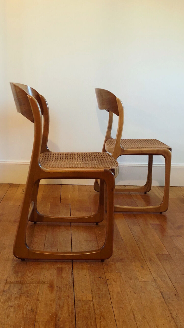 Pair of cannes chairs Baumann sleigh
