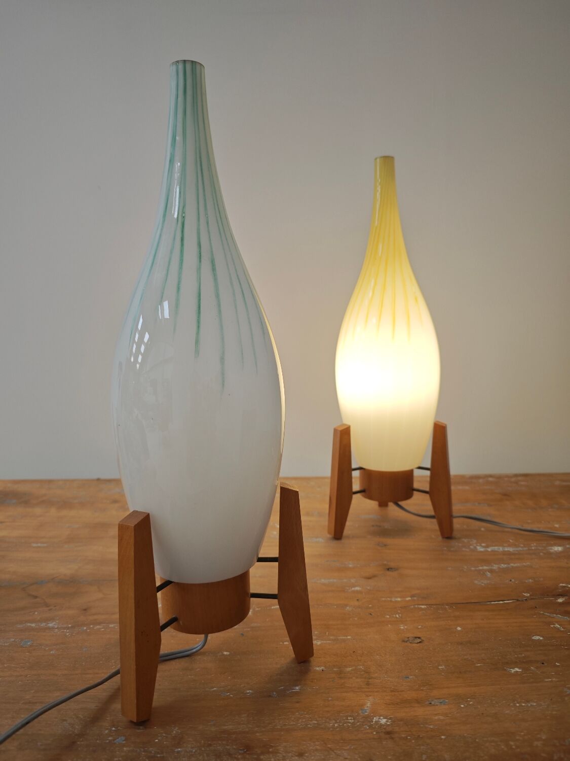 Drevo Humpolec opaline yellow table lamp type 107/S