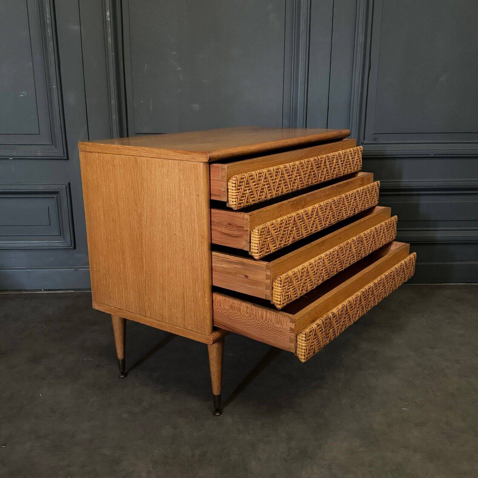 1960 rattan chest of drawers 4 drawers spindle legs