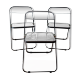 Series of 3 black and transparent Plia chairs Giancalo Piretti for Castelli, 1980.