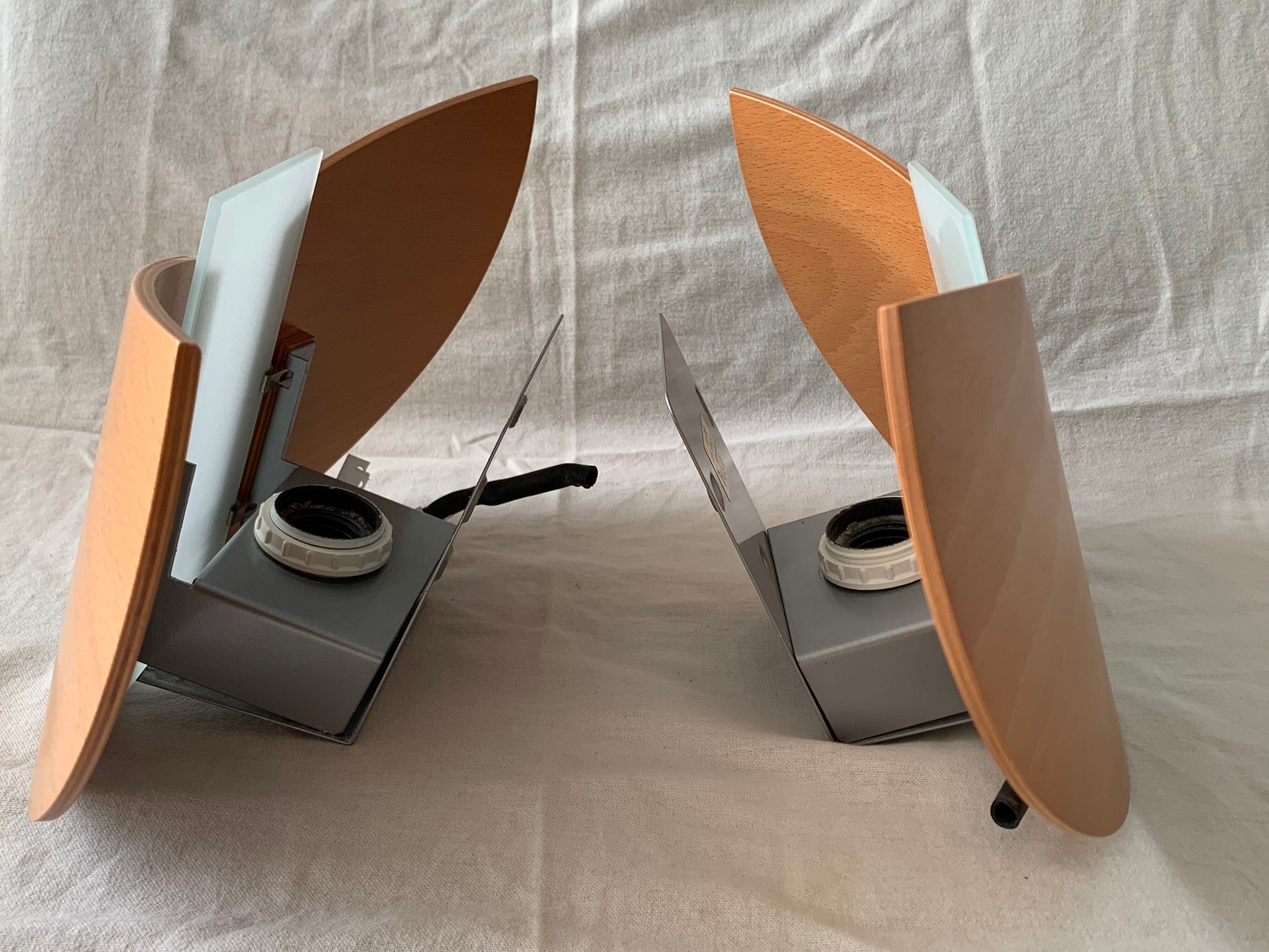 Pair of wooden sconces Lucid 1980