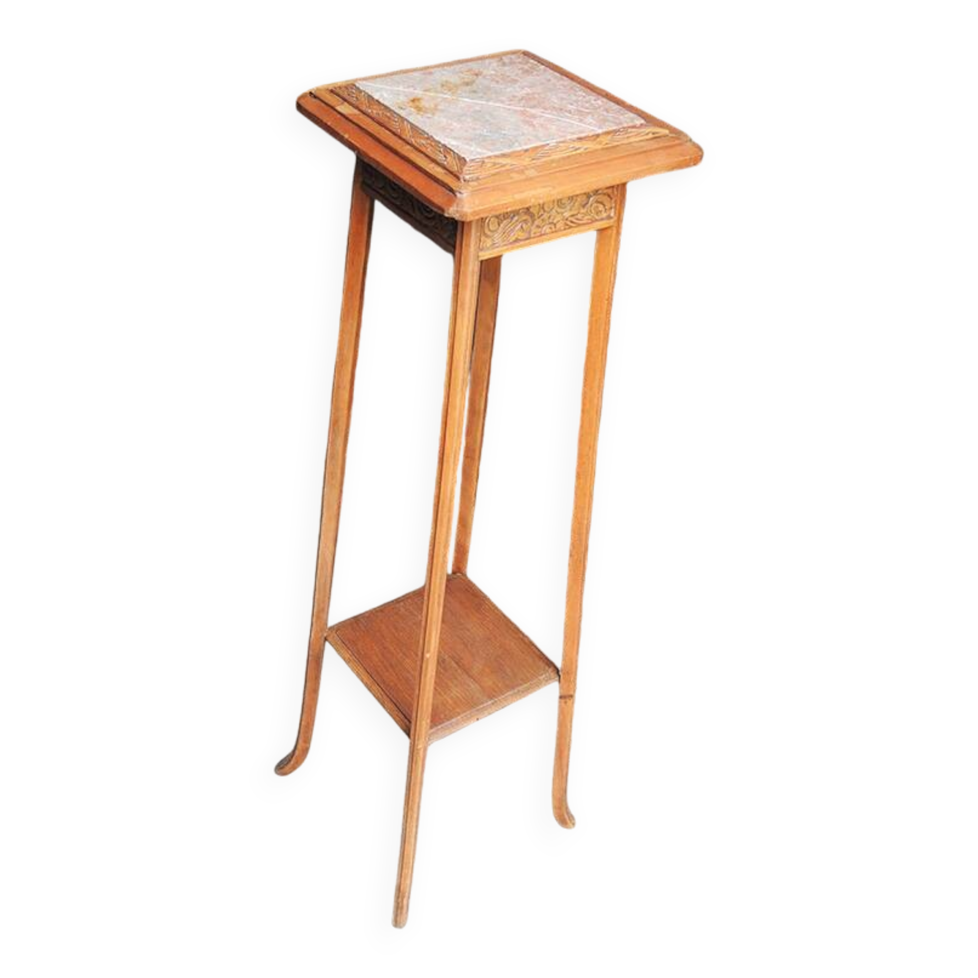 Table d'appoint ancienne en bois et marbre de style Art Déco