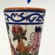 Gien's earthenware vase and two cups, "Peonies" decoration, signed GIEN - 20th century
