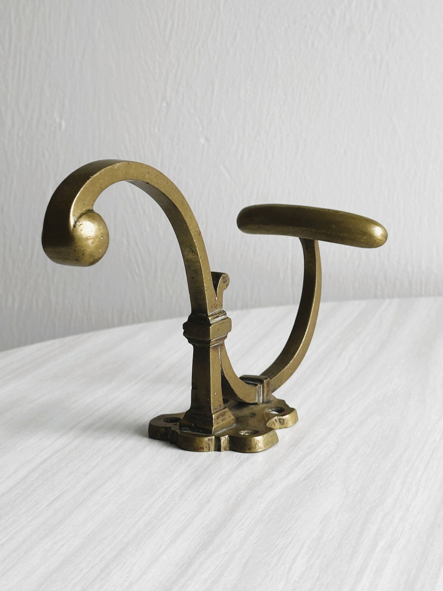 Gold metal coat hook, vintage wall coat rack