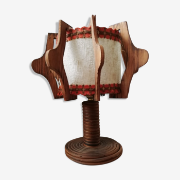 Vintage 70s rattan bedside lamps