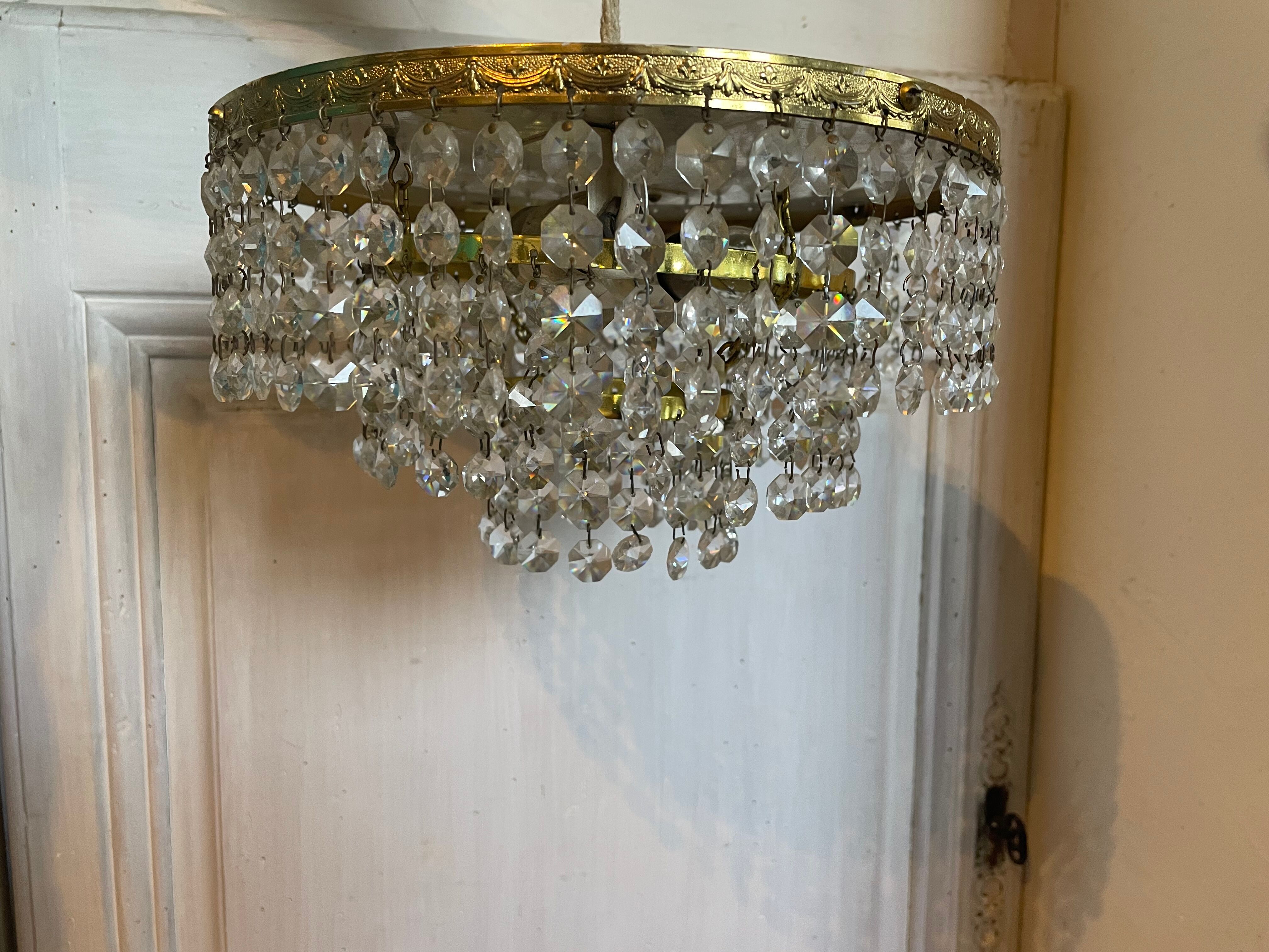 Ceiling lamp crown brass with vintage tassels