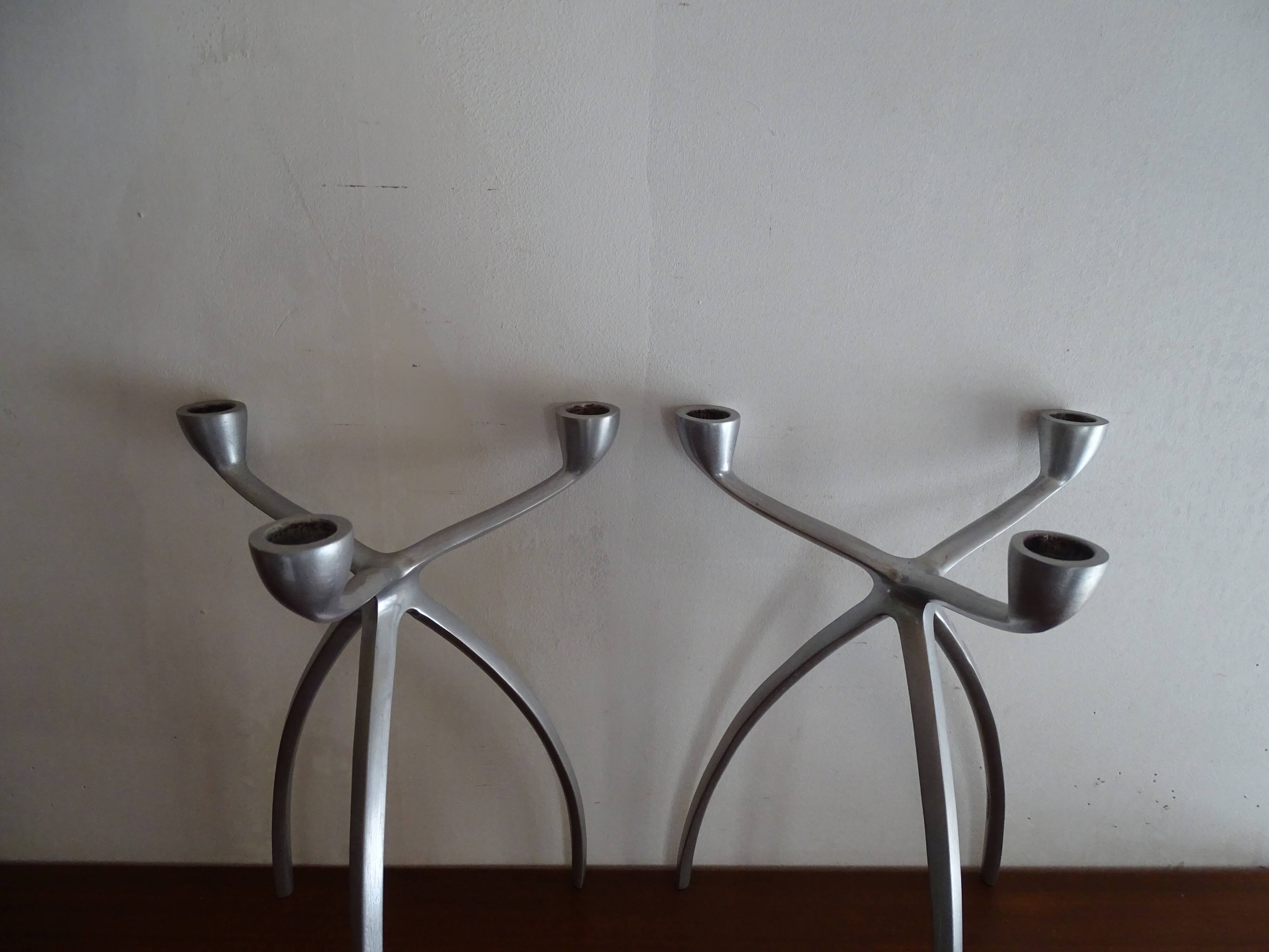 Pair of candlestick candlesticks design 3 metal lights