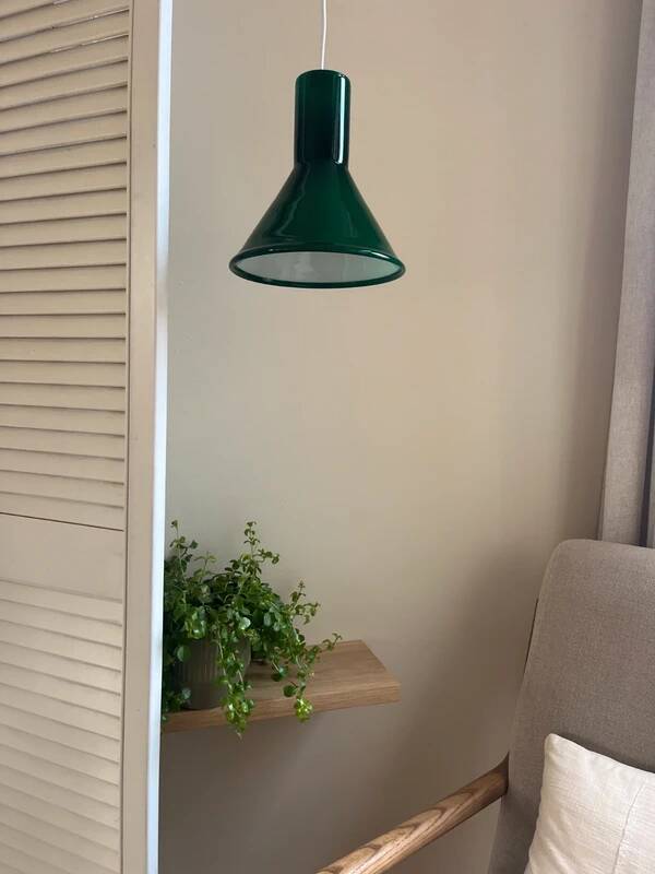 Vintage 2x Holmegaard P&T pendant - Michael Bang - Danish glass design lamp