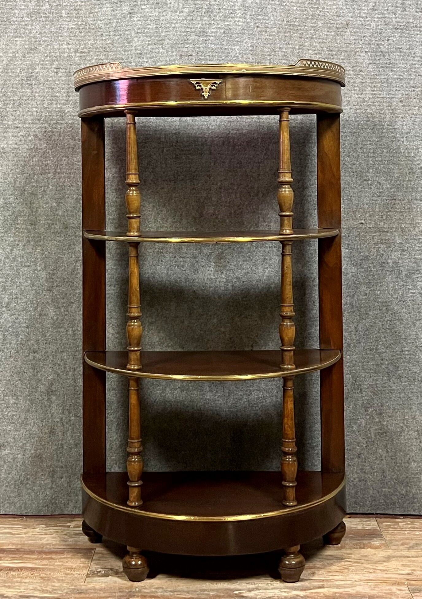 Parisian shelf Louis XVI style half-moon mahogany shape