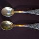 Pair of Art Nouveau Solid Silver Salt Bowls and Spoons