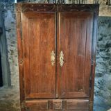 French oak armoire, late 17th - early 18th century, Louis XIV provincial style with hand-carved rosettes