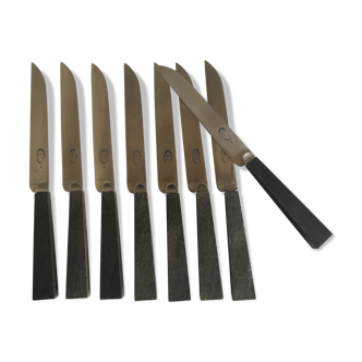 Set of 8 Art Deco knives in rosewood Robert Linzeler Paris