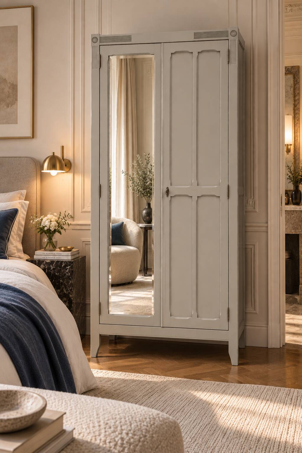 Armoire parisienne art déco rénovée miroir biseauté