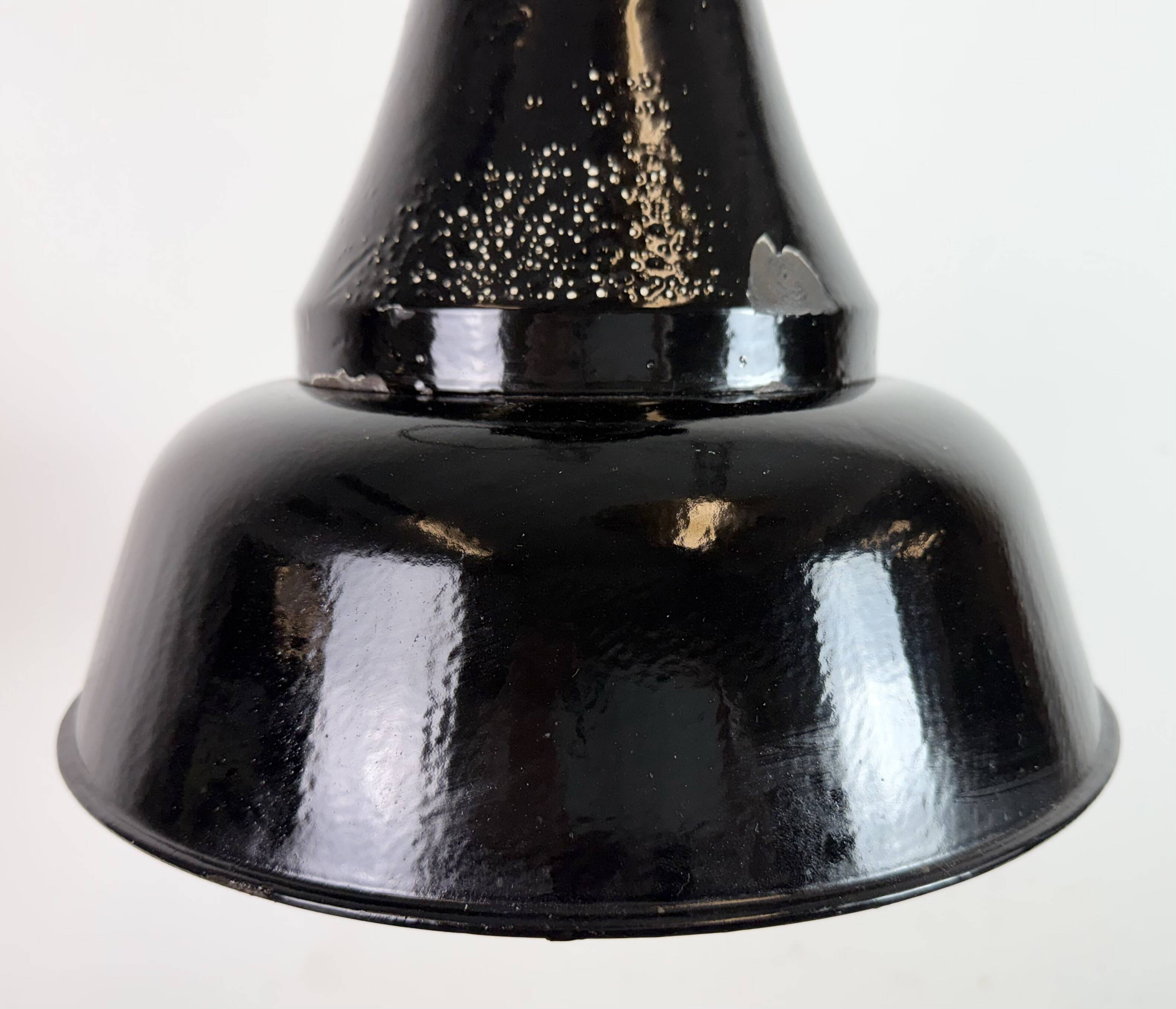 Industrial Black Enamel Bauhaus Pendant Lamp, 1930s