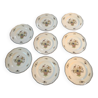 Lot de 8 assiettes Vieux Delft Saint Amand