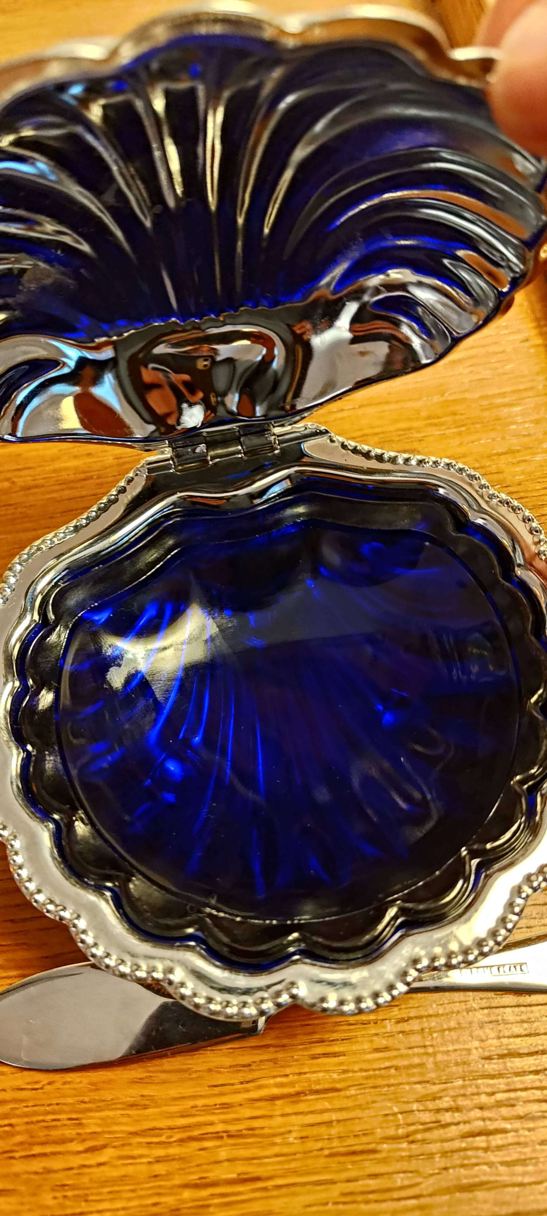 silver shell butter dish