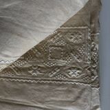 Trousseau sheet in linen thread with Nabeul silk embroidery, old-new