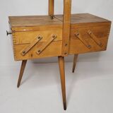 Wooden worker with spindle legs