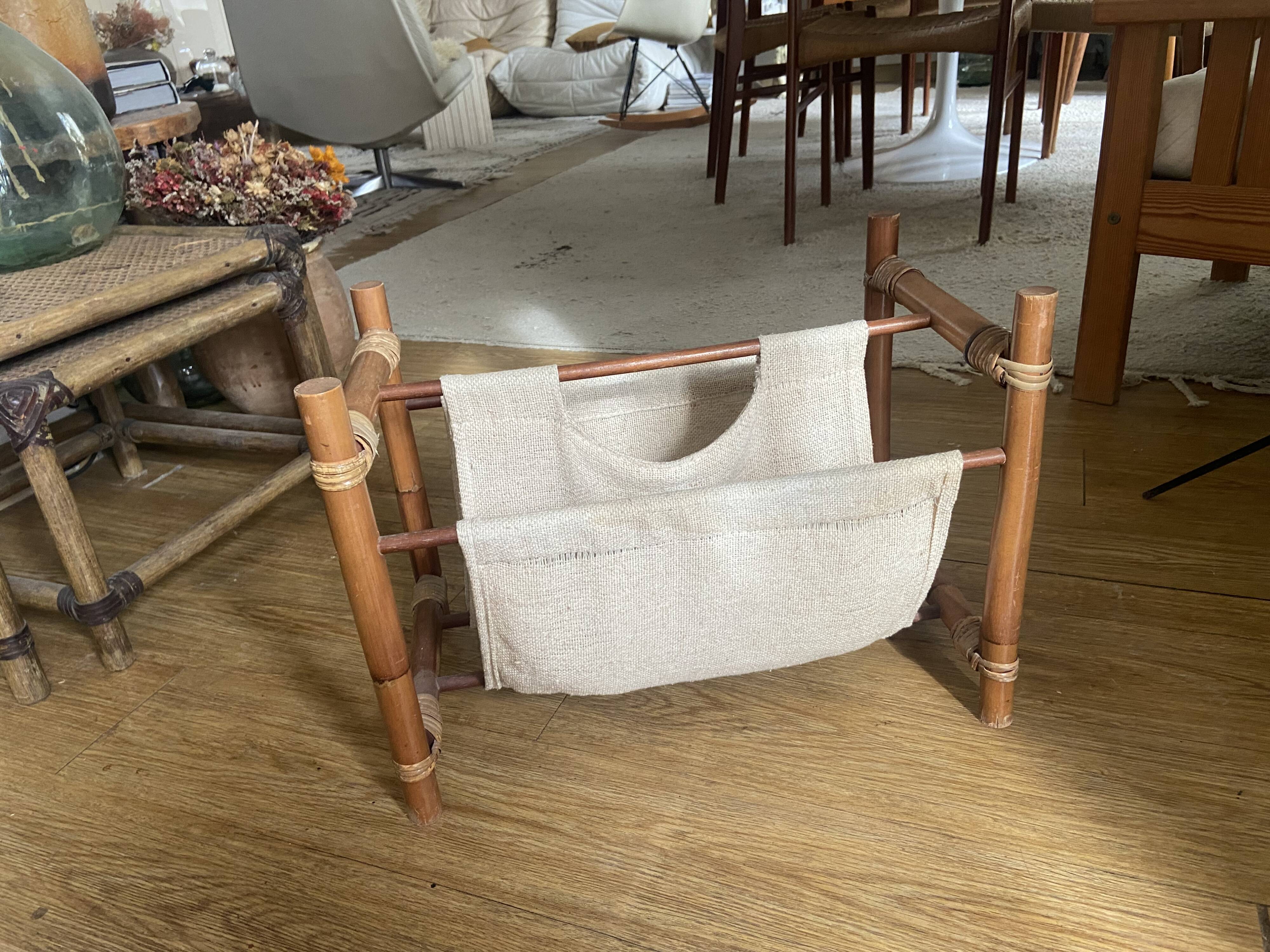 Magazine holders in wood and canvas 70s
