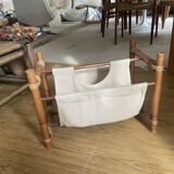 Magazine holders in wood and canvas 70s