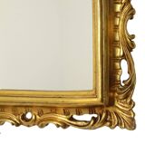 French Gilded Mirror Gold Leaf Baroque Style Rectangular 1950s