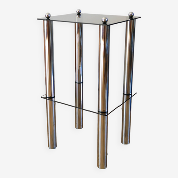 Bolster in chrome and smoked glass, double floors, Design, 1970