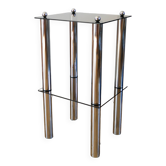 Bolster in chrome and smoked glass, double floors, Design, 1970