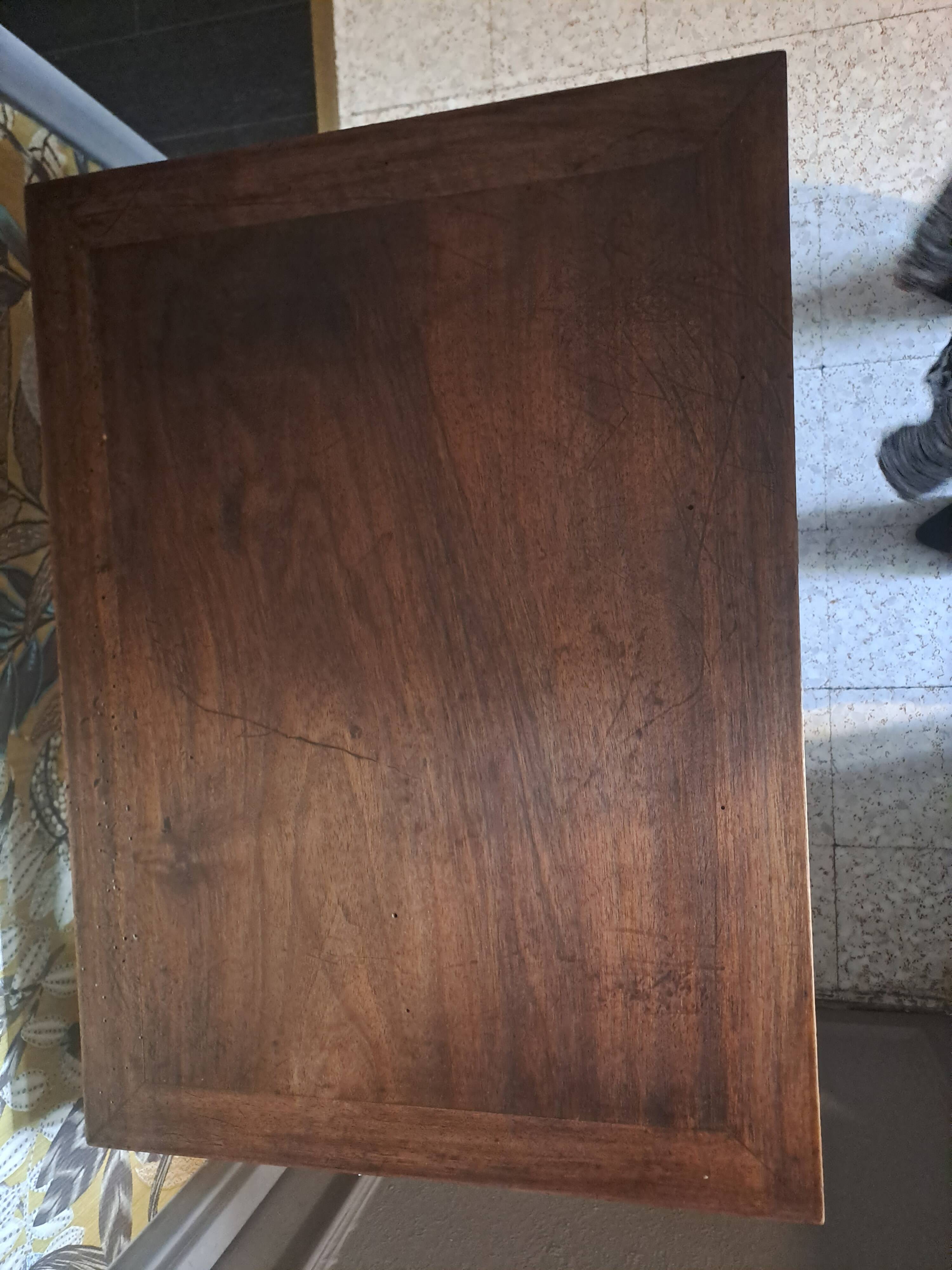 Vintage wood console side table with flap, Art Deco style