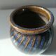 pot en gres ceramique emailler bleu dorer