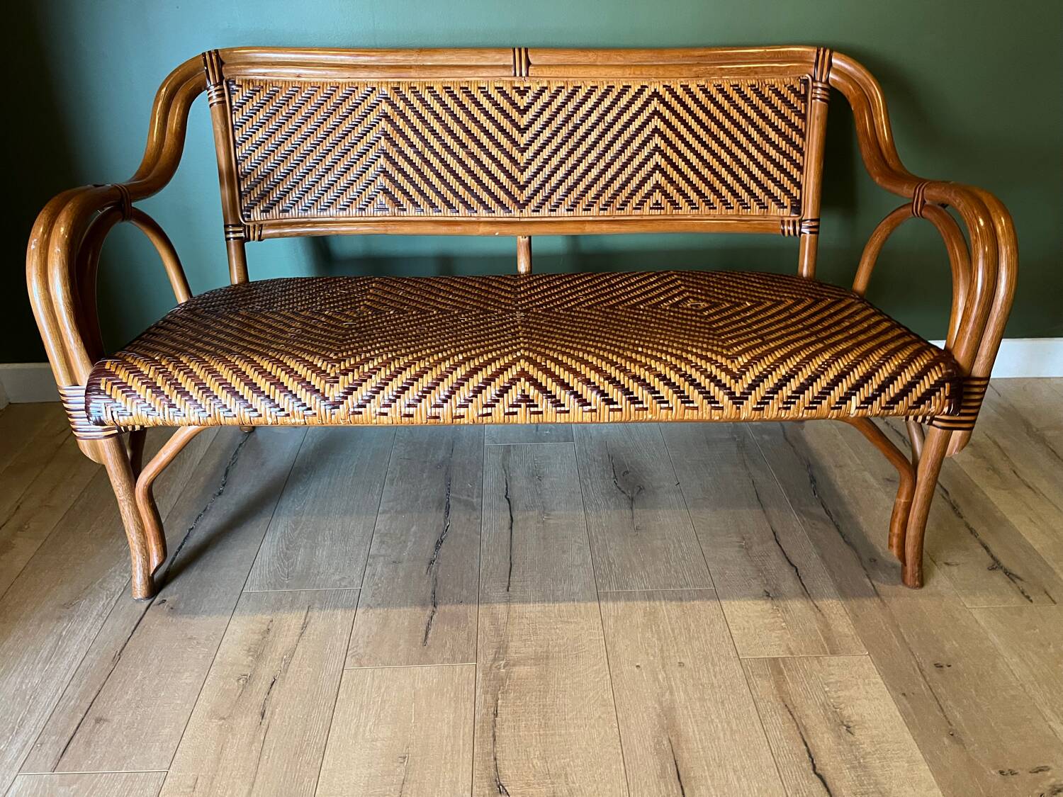 Ensemble canapé table rotin vintage 70 Riviera bohème