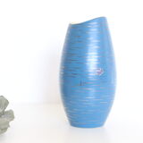 Vase en céramique allemande, bleu et or, 1960, artisanat, vintage