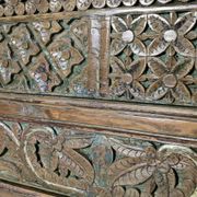 Large mirror - Indian carved wooden headboard