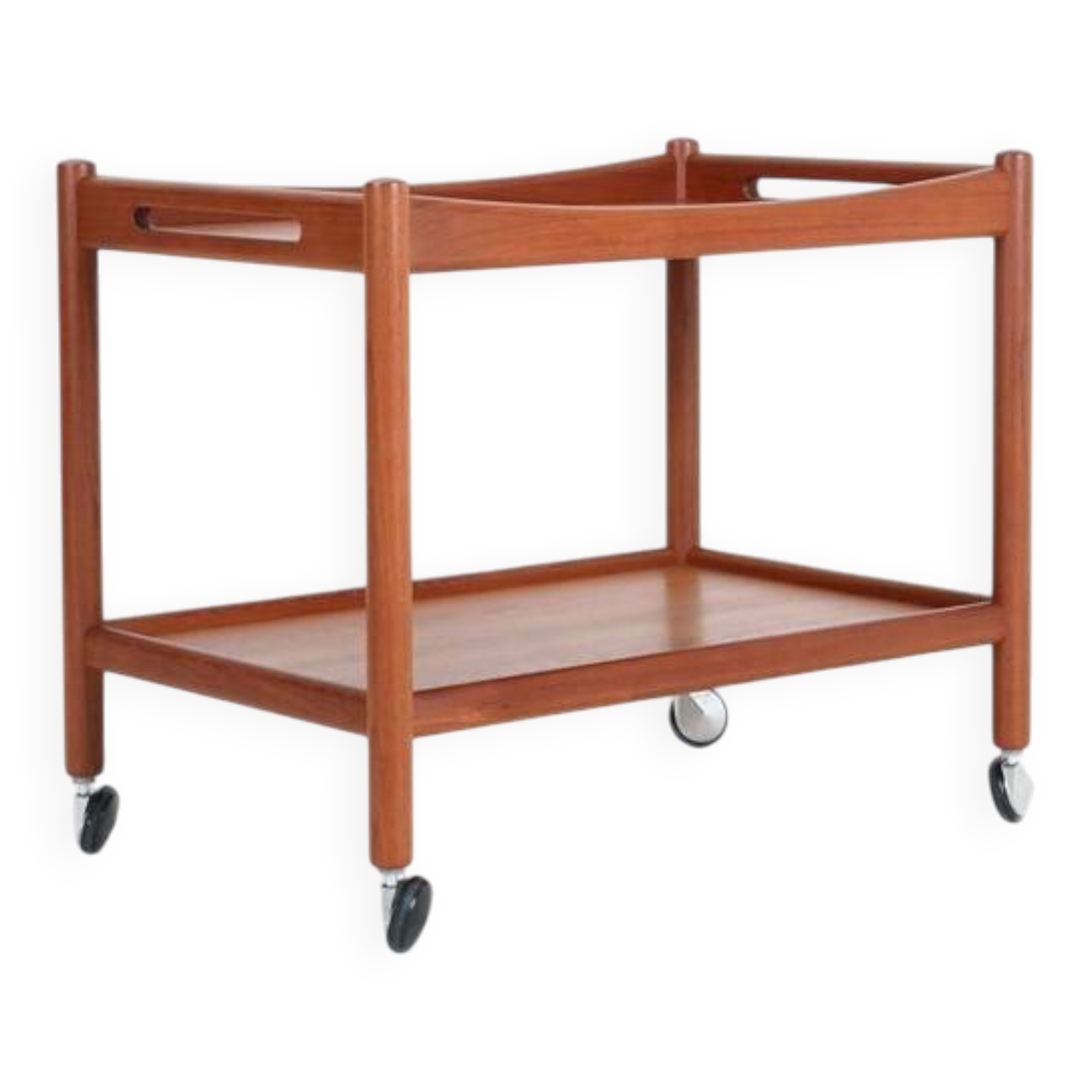 "AT-45" teak serving trolley by Hans Wegner for Andreas Tuck / Mid-century Danish modern design / 1960s