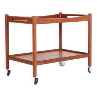 "AT-45" teak serving trolley by Hans Wegner for Andreas Tuck / Mid-century Danish modern design / 1960s