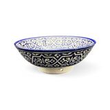 Moroccan ceramic handcrafted flat salad bowl from the city of Fez in Morocco