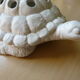 Pique flowers turtle in glazed white ceramic