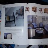 Baumann Diese table and 6 armchairs, Pagnon Pelhaître design, Wenge and red color,