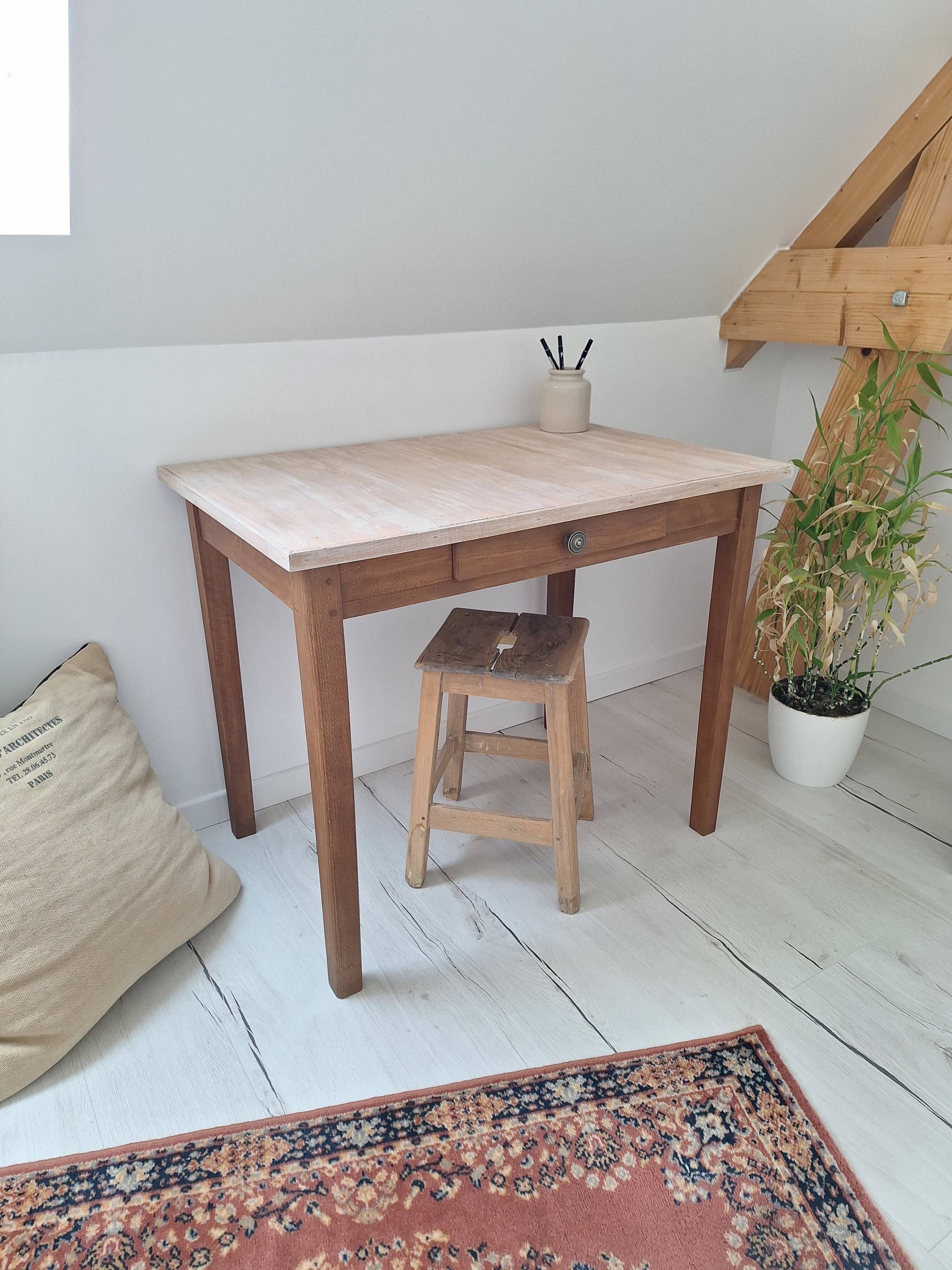Bureau / Table d'appoint en bois de ferme style campagne