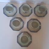 6 tasses et sous-tasses Limoges Coquet forme Lotus