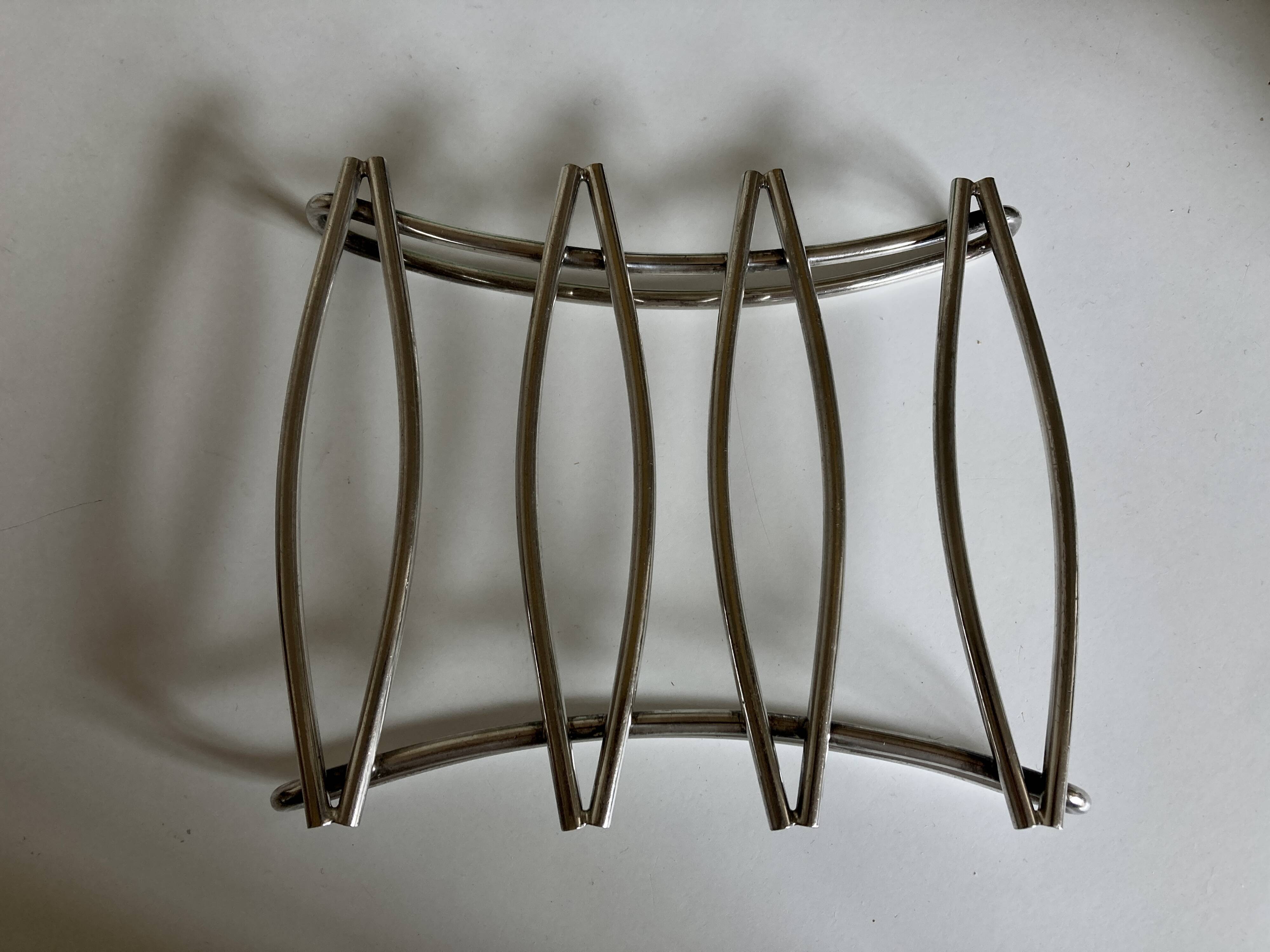 Modernist silver-plated metal trivet, hallmarked 1960
