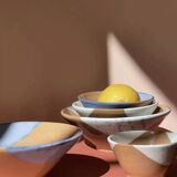 Set of 5 bowls / lemmi sicilian blue white terracotta