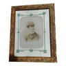 Old framed photo portrait of a man wearing a bowler hat early 20th century