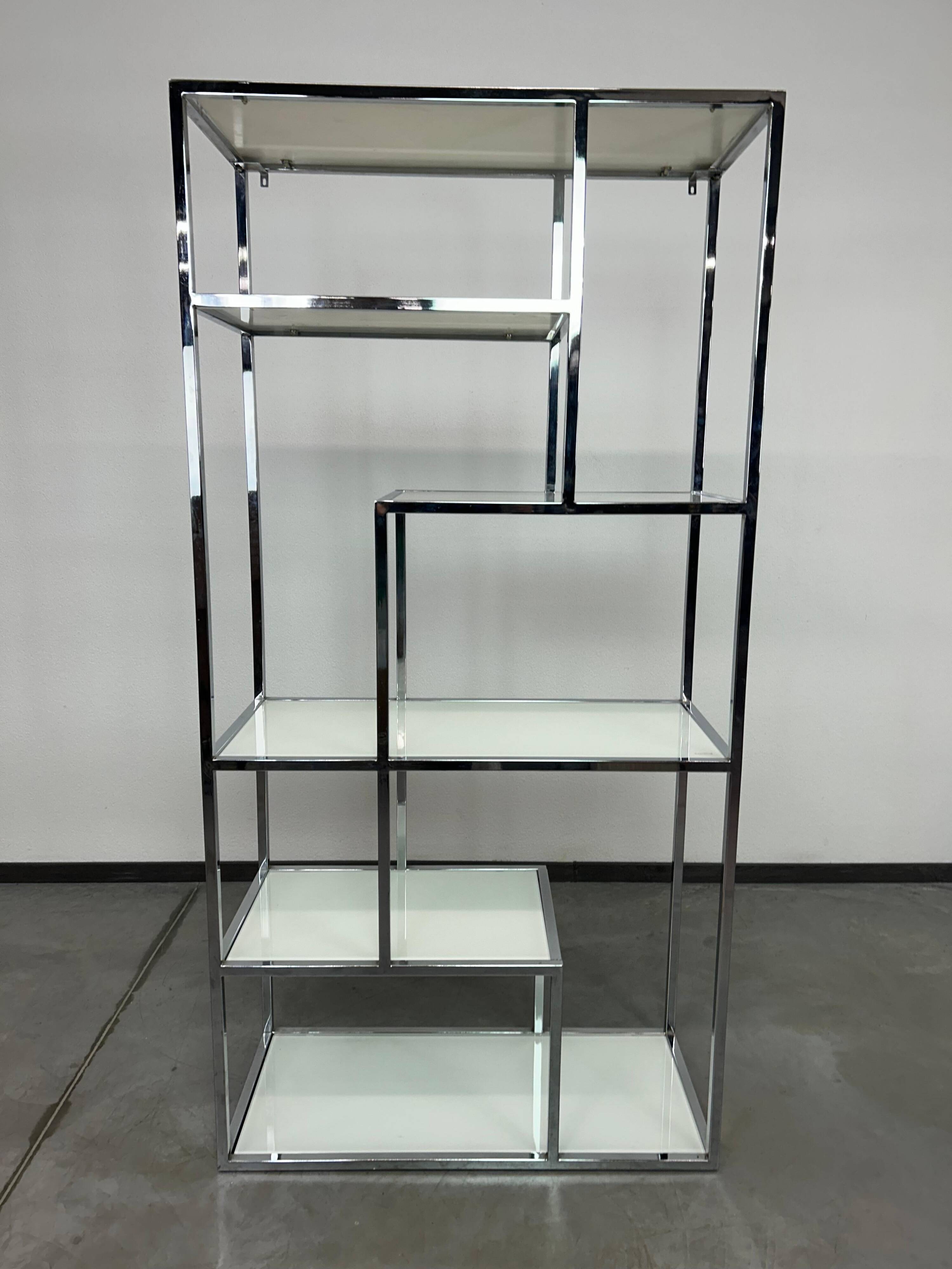 Mid-century modern chrome shelf by Milo Baughman