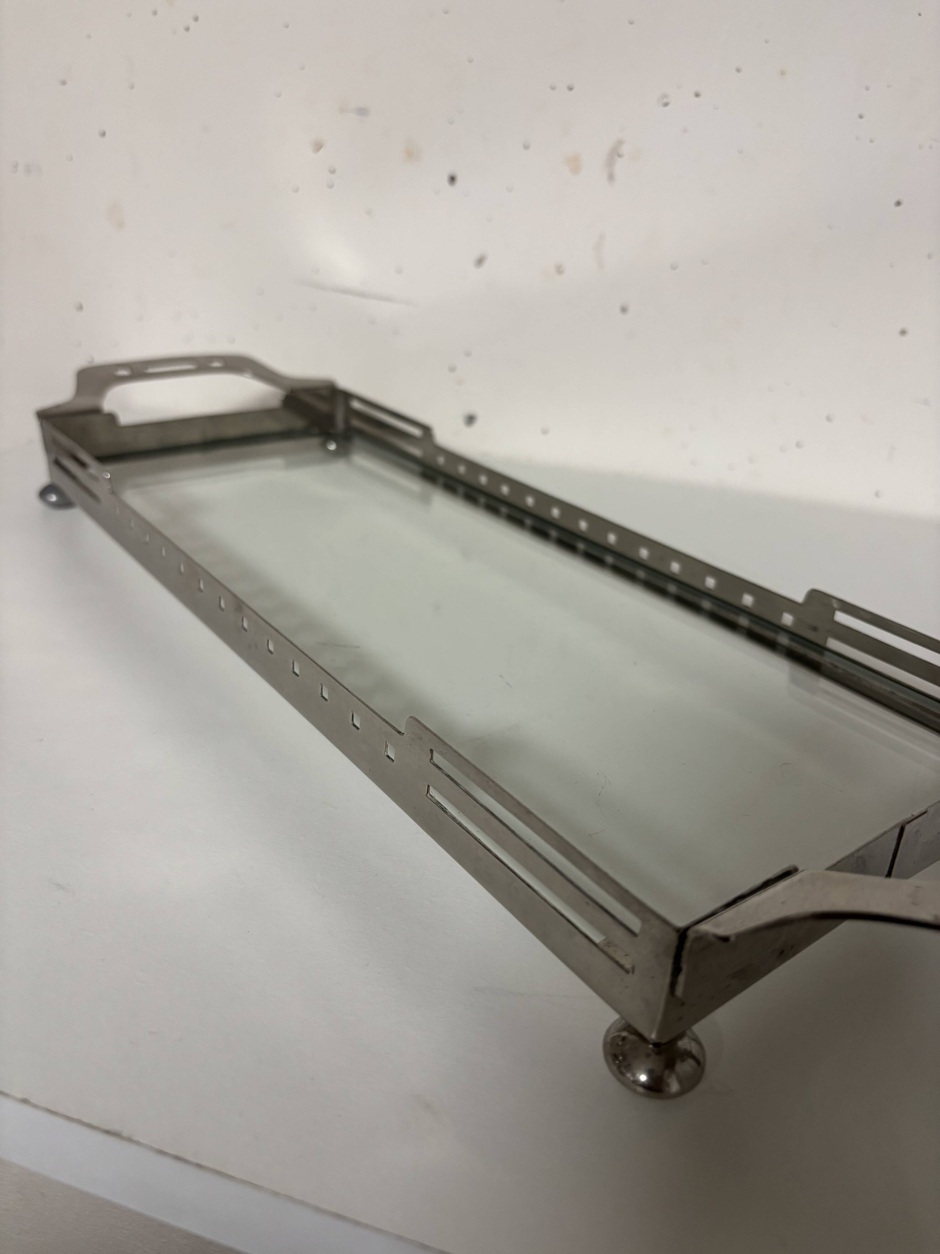 Art Nouveau style Hoffmann-style glass tray, Ofner design, 1920