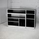 Storage cabinet wood compressed lacquered black lining margins aluminum. France, circa 1975.