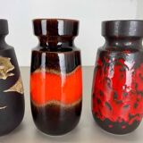 Set of Four Vintage Pottery Fat Lava Vases Made by Scheurich, Germany, 1970s