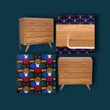 Chest of drawers feet compass raw wood 1950