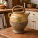 Large ancient glazed terracotta jug – South of France, early 10th century