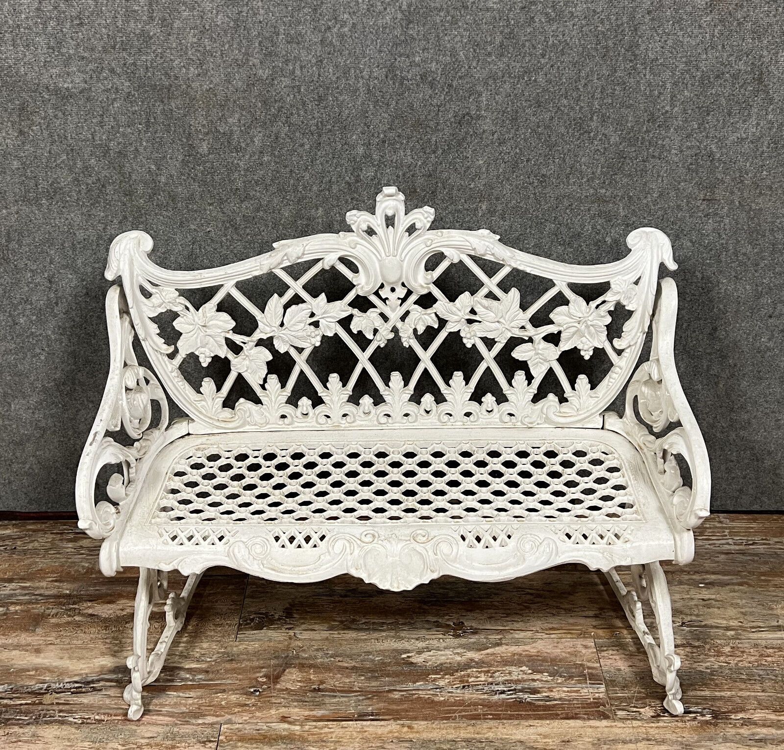 Garden bench Louis XV Baroque style in lacquered cast iron circa 1950